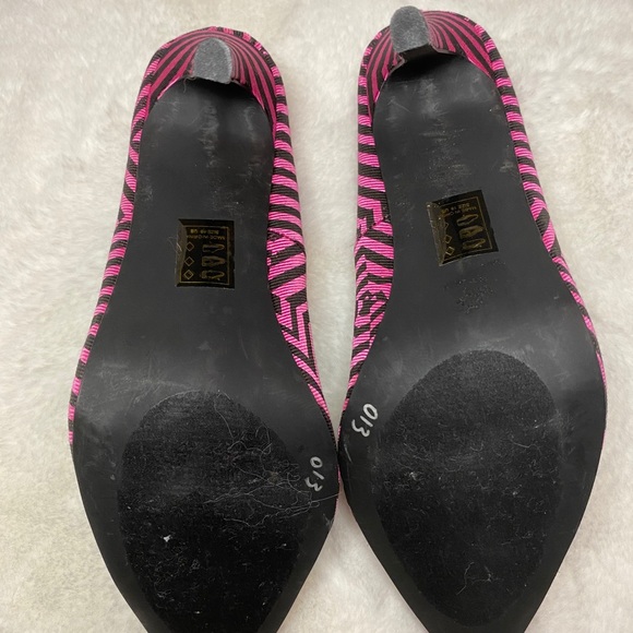 NWOT Paper Fox Chevron Heels Pink Black Size 10 - Picture 6 of 6